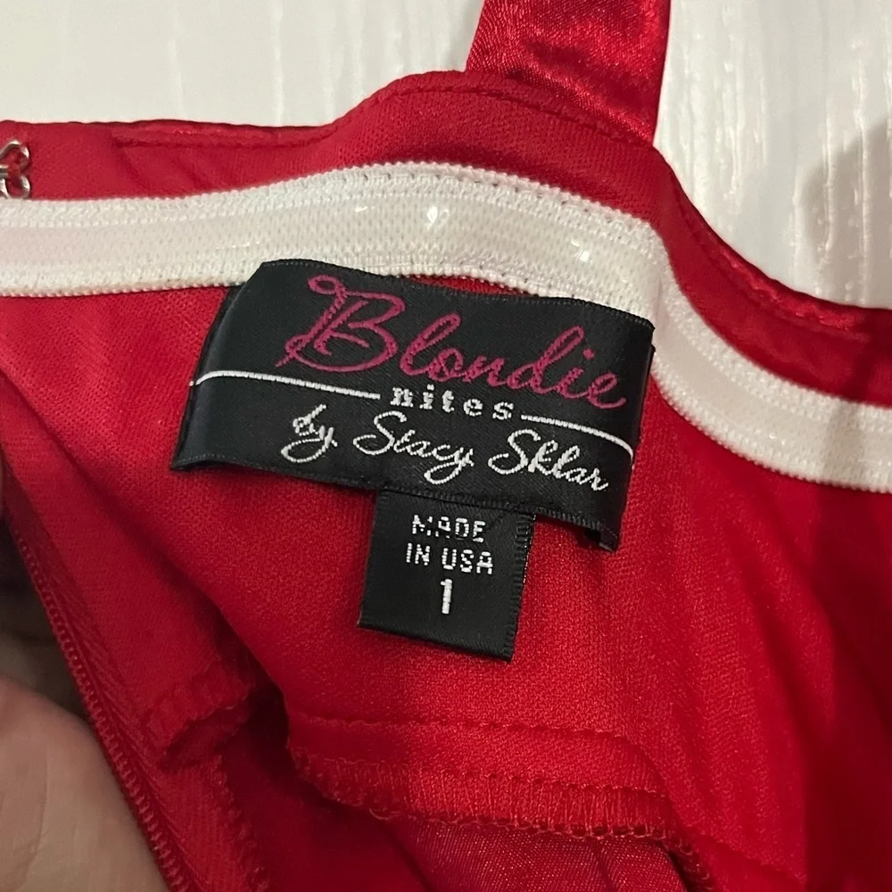 Blondie Nites Silk Red Mermaid Dress - Picture 7 of 9